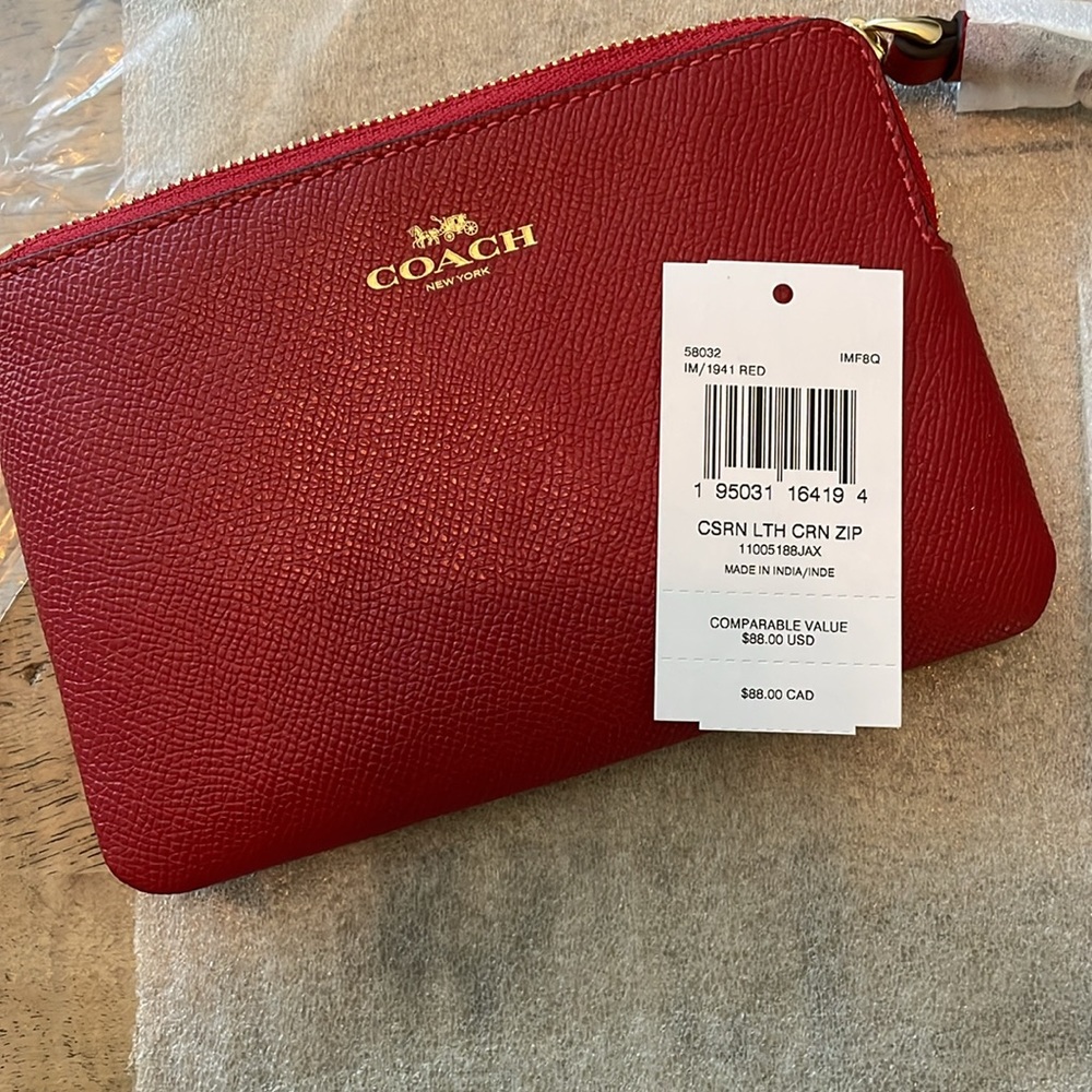 NWT Red Coach wristlet